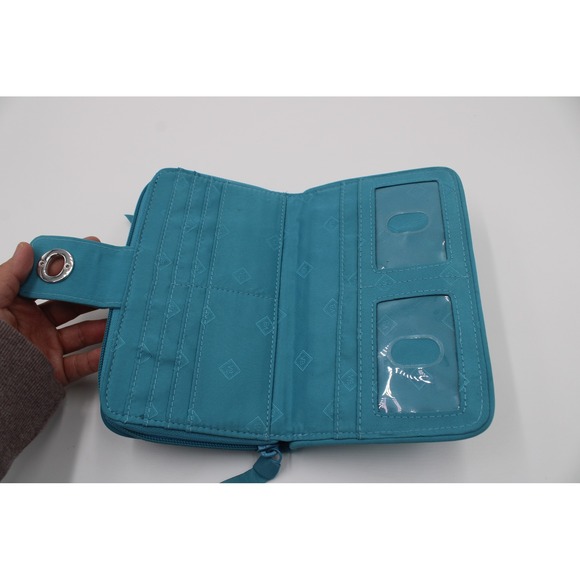 Lot of 2 Vera Bradley Quilted Wallet Navy Blue Wristlet Zip Around Pockets RFID - Picture 10 of 11